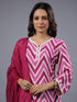 Green Cotton Floral Print Embroidered Kurti Set