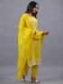 Yellow Threadwork Embroidered Kurti Set