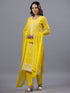 Yellow Threadwork Embroidered Kurti Set