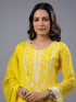 Yellow Threadwork Embroidered Kurti Set