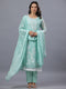 Sea Green Organza Embroidered Kurti Set