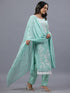 Sea Green Organza Embroidered Kurti Set