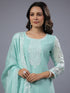 Sea Green Organza Embroidered Kurti Set