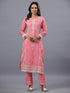 Pink Organza Embroidered Kurti Set