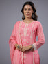 Pink Organza Embroidered Kurti Set