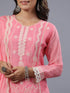 Pink Organza Embroidered Kurti Set