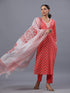 Red Floral Print Kurti Set