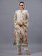 Beige PolySilk Floral Print Kurti Set