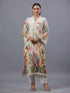 Beige PolySilk Floral Print Kurti Set