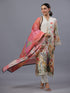 Beige PolySilk Floral Print Kurti Set