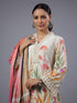 Beige PolySilk Floral Print Kurti Set