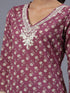Purple Floral Print Kurti Set