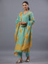Turquoise blue Botanical Print Kurti Set