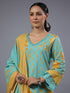 Turquoise blue Botanical Print Kurti Set
