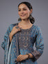 Blue Ombre Floral Printed Kurti Set