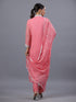Peach Organza Embroidered Kurti Set