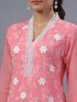 Peach Organza Embroidered Kurti Set