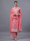 Peach Organza Embroidered Kurti Set