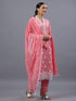 Peach Organza Embroidered Kurti Set