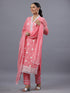 Peach Organza Embroidered Kurti Set