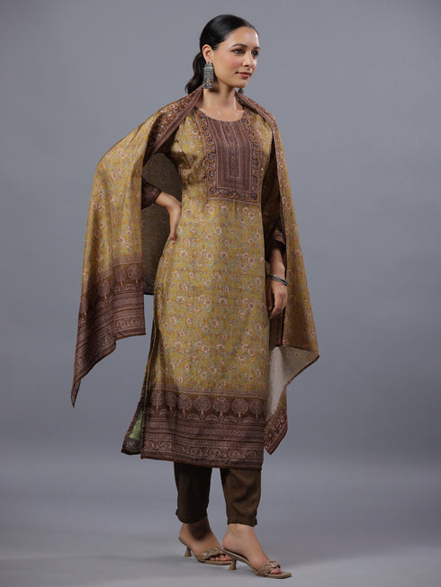 Green Ombre Ditsy Printed Kurti Set