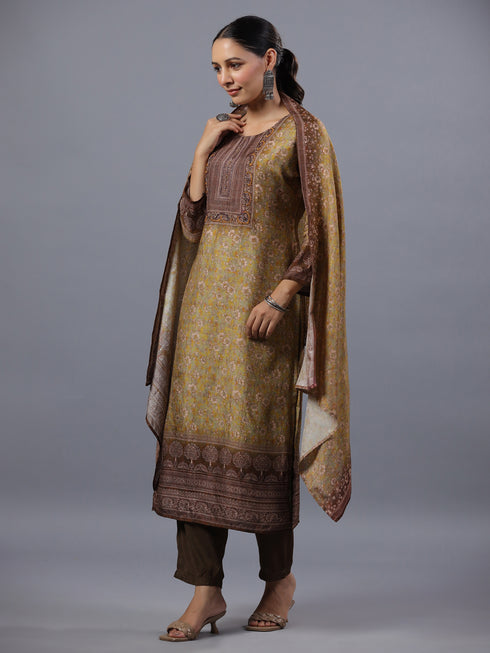 Green Ombre Ditsy Printed Kurti Set