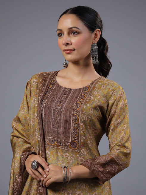 Green Ombre Ditsy Printed Kurti Set