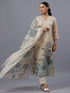 Beige Handwork Tissue Floral Print Kurti Set