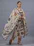 Beige Tissue Floral Print Kurti Set