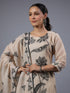 Beige Tissue Floral Print Kurti Set