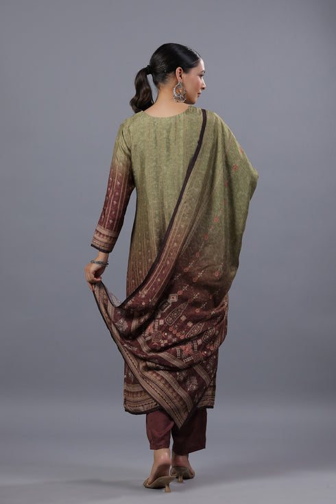 Green Ombre Digital Printed Kurti Set