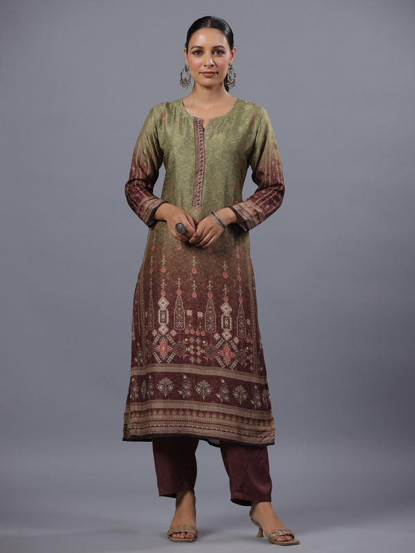 Green Ombre Digital Printed Kurti Set