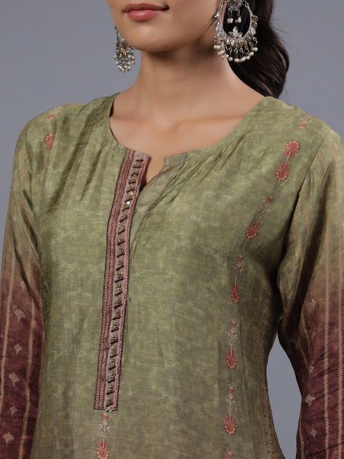 Green Ombre Digital Printed Kurti Set