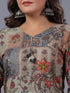 Beige Cotton Blend Floral Print Kurti Set