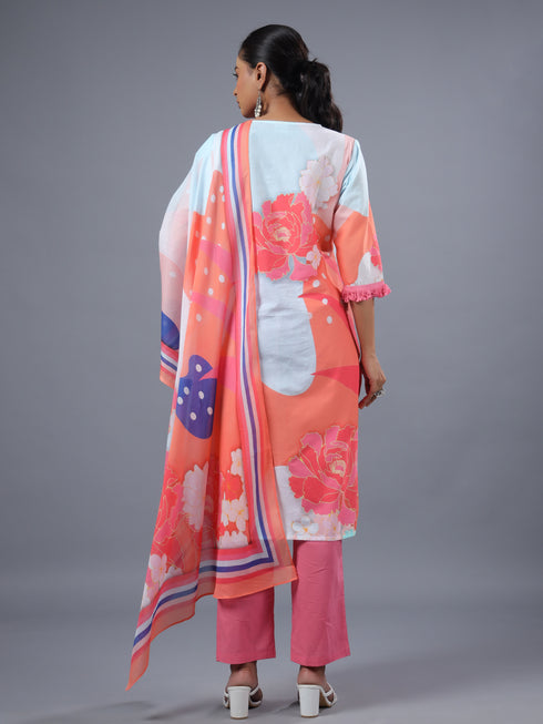 Assorted Shade With Abstract Print Kurti Set