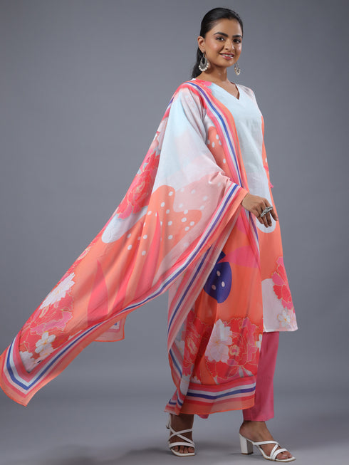 Assorted Shade With Abstract Print Kurti Set
