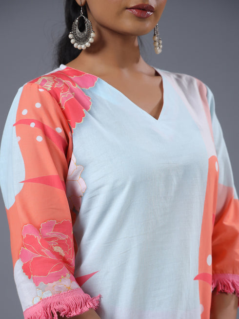 Assorted Shade With Abstract Print Kurti Set