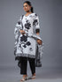 White Floral Print Kurti Set