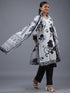 White Floral Print Kurti Set