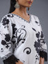 White Floral Print Kurti Set