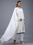 White Cotton Embroidered Kurta Set
