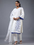 White Cotton Embroidered Kurta Set