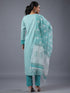 Teal Cotton Kurti With Mirror Lace Details