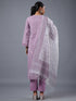 Purple Stripped Print Kurti Set