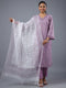 Purple Stripped Print Kurti Set