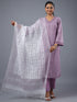 Purple Stripped Print Kurti Set