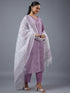 Purple Stripped Print Kurti Set