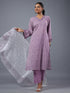 Purple Stripped Print Kurti Set