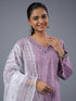 Purple Stripped Print Kurti Set