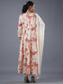Cream Panneled Botanical Print Kurti Set